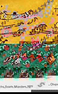 Alan Davie (1920-2014) - Untitled, from the Munich Olympics Portfolio, 1971: Alan Davie (1920-2014)Untitled, from the Munich Olympics Portfolio, 1971Lithograph on wove paper, Hand-Signed and numbered (30/200) in pencil, lower rightDimensions :+ Size of the sheet : 101 x 63 cm