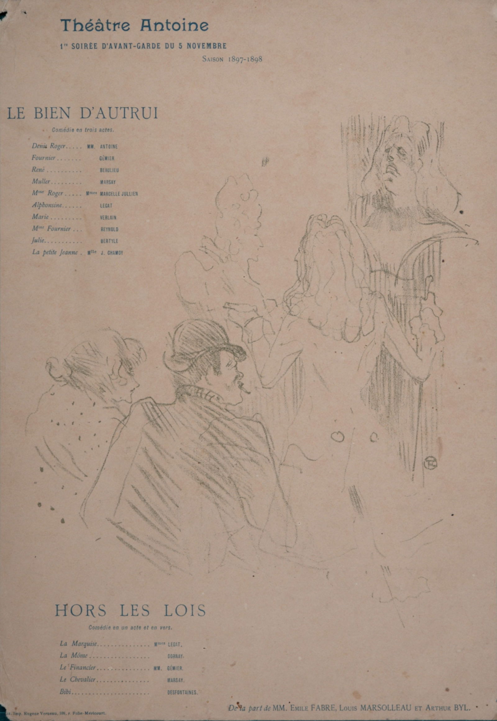 Toulouse-Lautrec - Hommage a Moliere : Le Bien d'Autrui, Hors les Lois, 1897 (1 of 2)