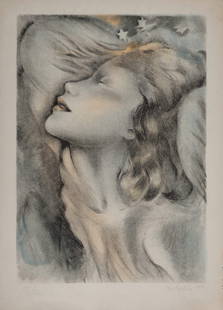 Mariette Lydis : Jeune fille, 1938: Mariette Lydis (1890-1970)Jeune fille, 1938Lithograph in colors on velin paper.Hand-signed in pencil lower right and annotated "VIII".Numbered in pencil 10/200 lower left.Dimensions:+ Size of the shee