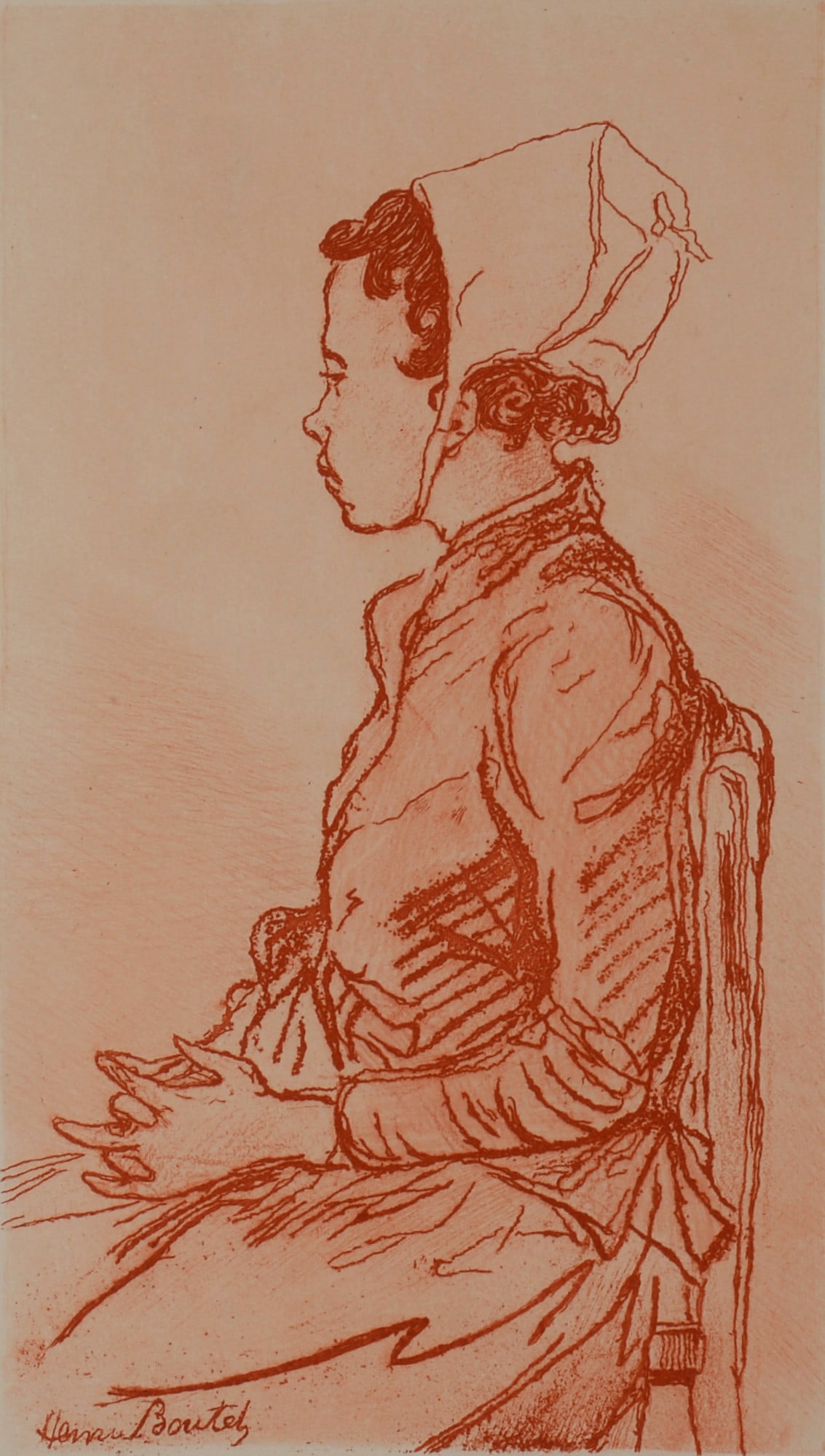 Henri Boutet - Cancalaise, c. 1906: Henri Boutet (1851-1919)Cancalaise, c. 1906 Etching (Aquatint) on wove paper.Signed on the plate lower left margin.Dimensions:+Size of the sheet: 34 x 50 cm / 13,3 x 19,6 in.+Size of the image: 23 x 1