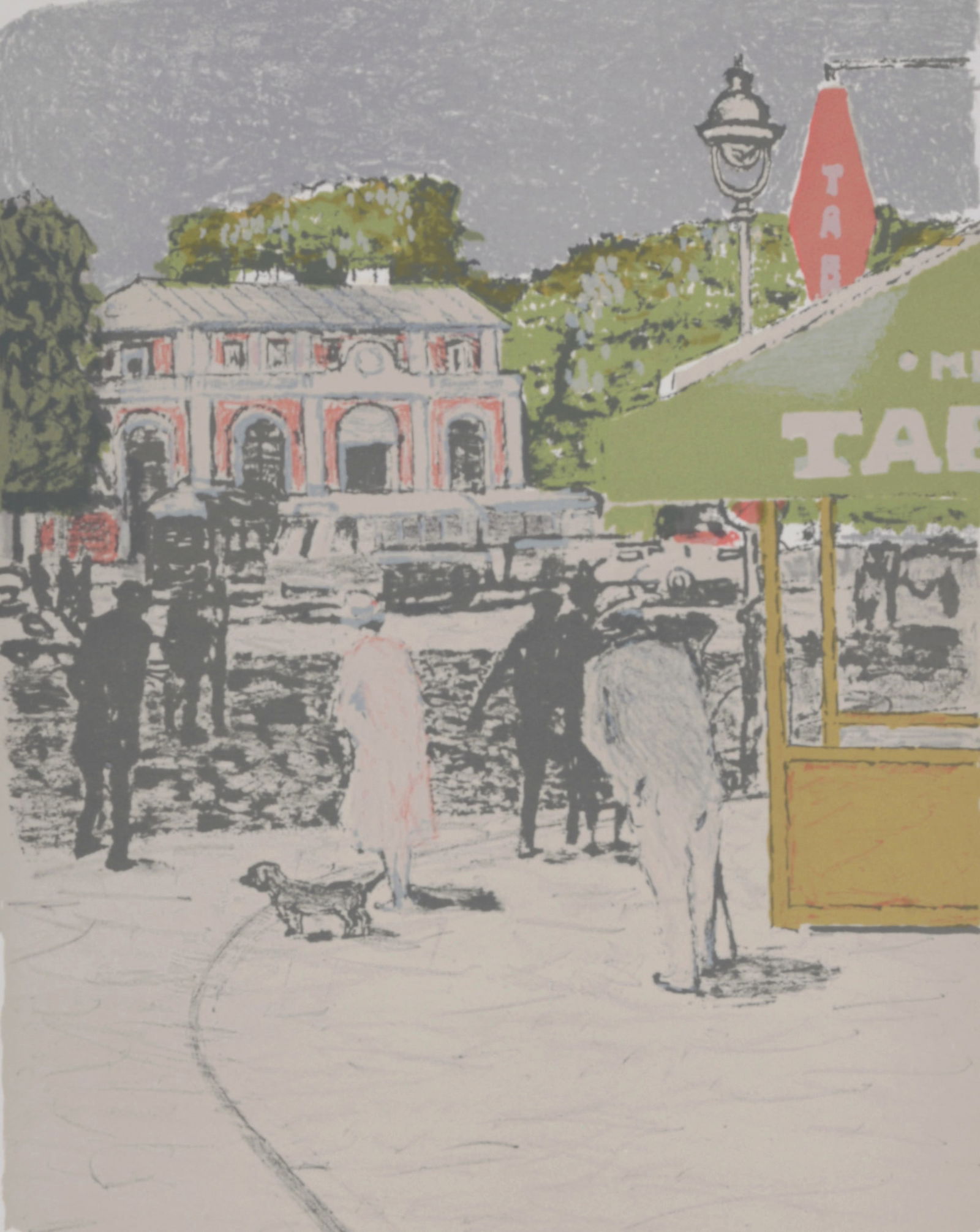 Maurice Brianchon - Flaneries, 1962: Maurice Brianchon (1899-1979)Flaneries, 1962 Lithograph on Velin d'Arches paper.Edition of 180.Dimensions :+Size of the sheet : 39 x 30 cm / 15,3 x 11,8 in.+Size of the image : 32 x 25,5 cm / 12,5 x 1