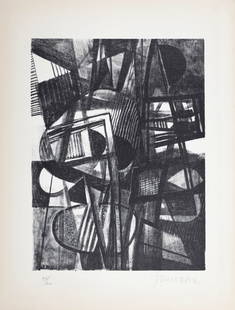 Jean Dewasne : Composition, 1946 - Hand-signed: Jean Dewasne (1921-1999)Composition, 1946Lithograph on wove paper.Hand-signed in pencil lower right.Numbered in pencil 92/100 lower left.Dimensions :+ Size of the sheet: 32 x 24 cm / 12,6 x 9,4 in.Iss