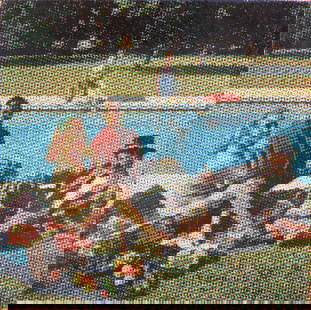 Alain Jacquet (After) - Le Dejeuner sur l'herbe, c. 1970: Alain Jacquet (After)Le Dejeuner sur l'herbe, c. 1970 Composition of 9 small silkscreens on paper, after 1964 Alain Jacquet's large serigraph diptych.There were 95 variations of the original diptych m