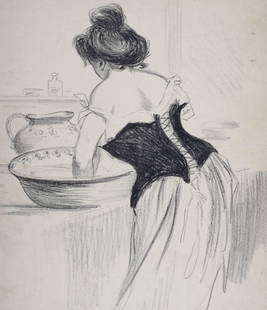 Henri Boutet - Le Bain, c. 1900: Henri Boutet (1851-1919)Le Bain, c. 1900 Lithograph on wove paper.Signed on the plate lower left margin.Dimensions:+Size of the sheet: 33,5 x 27,5 cm / 13,1 x 10,8 in. Shipping & Packing