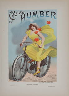 Alfred Choubrac : Cycles Humber, 1896: Alfred Choubrac (1853-1902)Cycles Humber, 1896Lithograph on wove paper.Signed on the plate lower margin.Dimensions:+Size of the sheet: 31 x 22 cm / 12,2 x 8,6 in.This lithograph was included as a plat