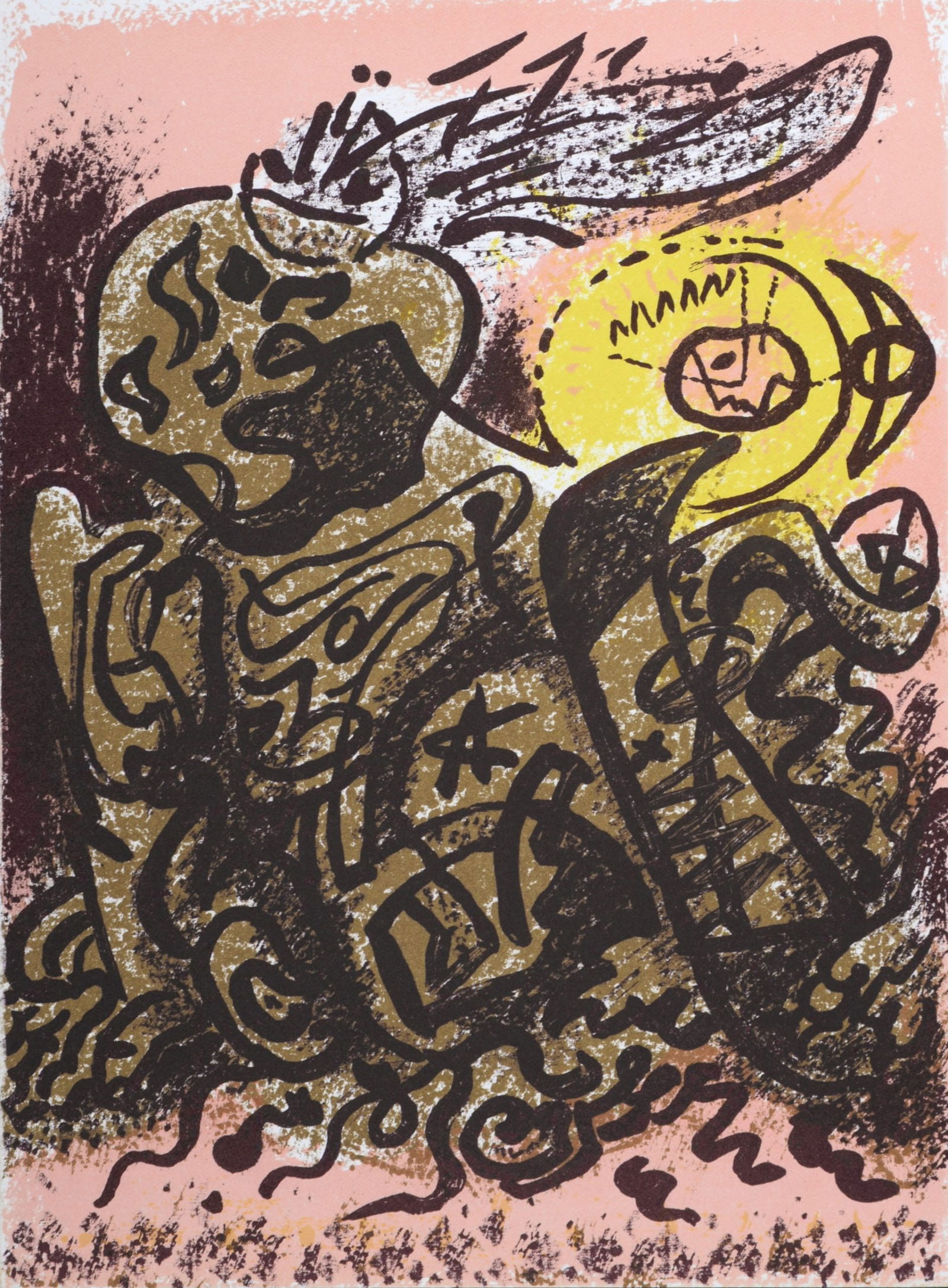 Andre Masson - Caliban, 1965: Andre Masson (1896-1987)Caliban, 1965Original lithograph on Velin d'Arches paper.Dimensions:+ Size of the sheet: 25.5 x 19 cm / 10 x 7.5 in.Issued from the book "Lithographies de l'Atelier Mourlot Par