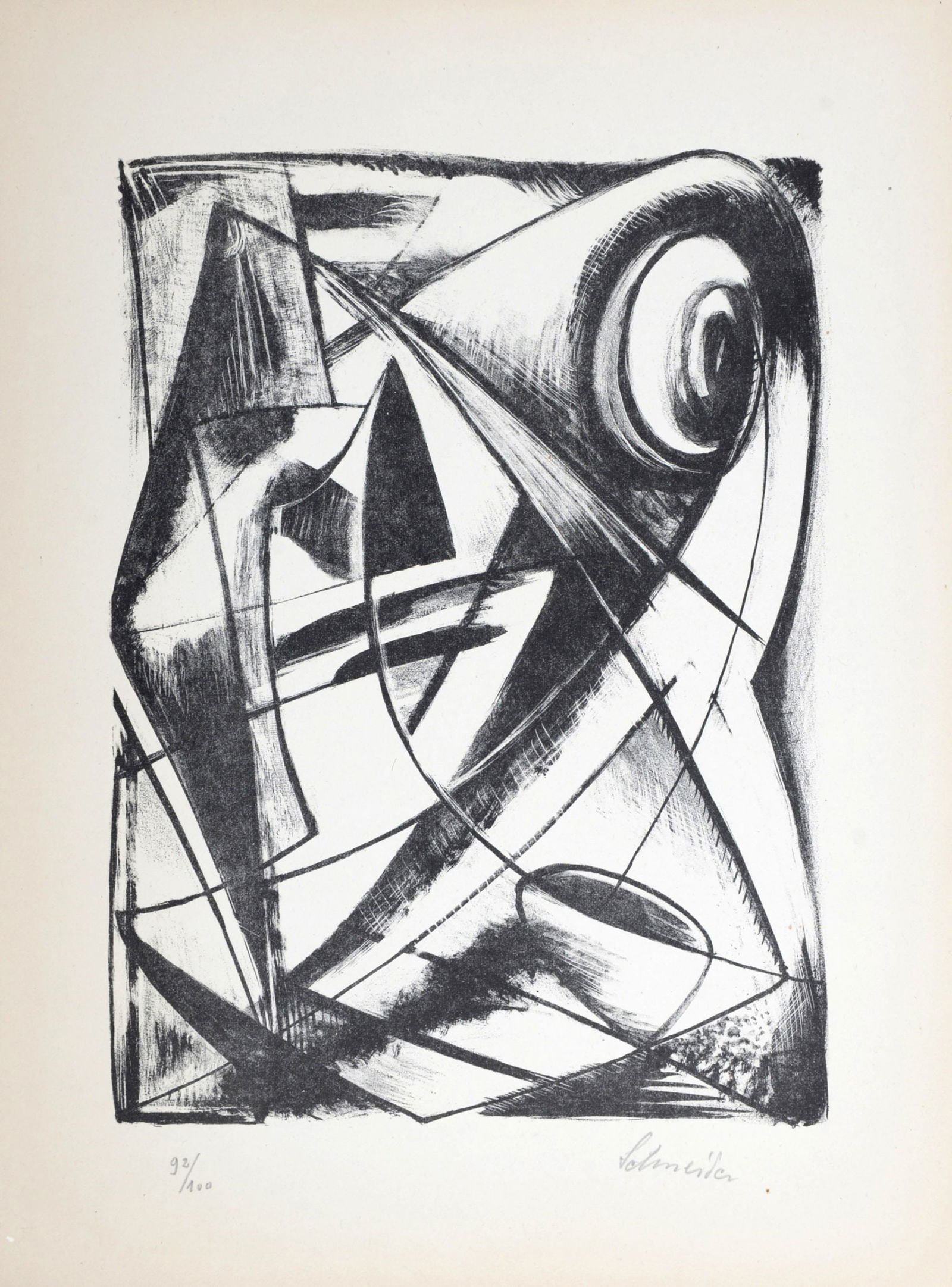 Gerard Schneider : Composition, 1946 - Hand-signed: Gerard Schneider (1896-1986)Composition, 1946Lithograph on wove paper.Hand-signed in pencil lower right.Numbered in pencil 92/100 lower left.Dimensions :+ Size of the sheet: 32 x 24 cm / 12,6 x 9,4 in
