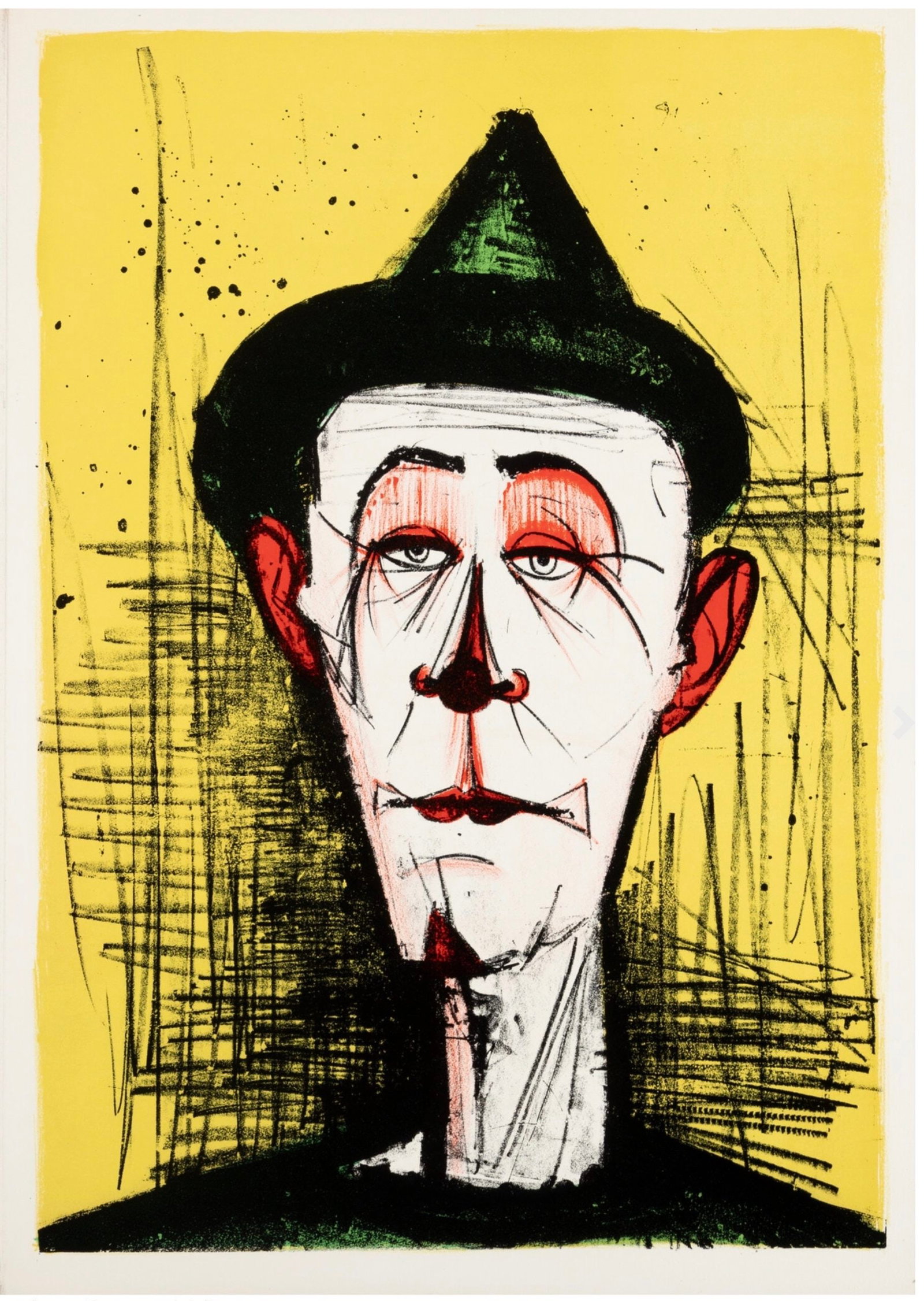 Bernard Buffet - Le Clown Blanc, 1968: Bernard Buffet (1928-1999)Le Clown Blanc, 1968Lithograph on Velin d'Arches paper.Unsigned.Dimensions:+ Size of the sheet: 72 x 51 cm / 28.3 x 20 in.+ Size of the image: 68 x 47 cm / 26,6 x 18,5 in.Iss