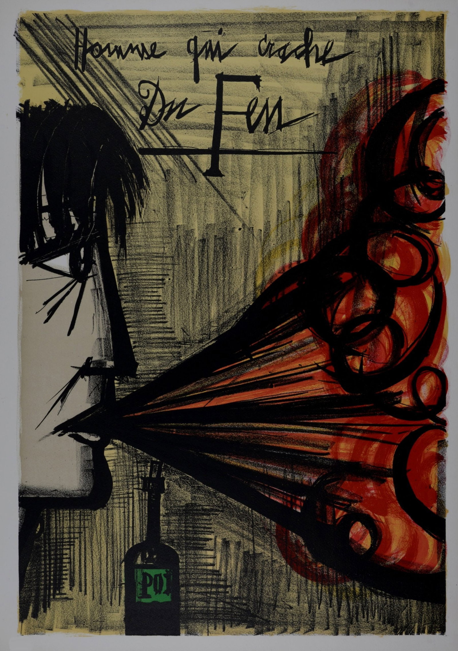 Bernard Buffet - Homme qui crache du feu, 1968: Bernard Buffet (1928-1999)Homme qui crache du feu, 1968Lithograph on Velin d'Arches paper.Titled on the plate upper left margin.Unsigned.Dimensions:+ Size of the sheet: 72 x 51 cm / 28.3 x 20 in.+ Siz