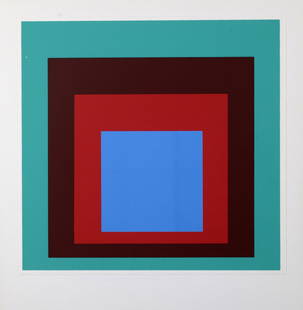 Josef Albers : Josef Albers - Landesmuseum Munster 28. April bis 2. Juni 1968 (Book with one: Josef Albers (1888-1976) Josef Albers - Landesmuseum Munster 28. April bis 2. Juni 1968 Artist's illustrated book with one color screen print "Homage to the Square" and 46 color & black and white