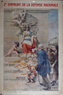 Alcide Theophile Robaudi : En avant, Armee de l'Epargne, C'est pour la Patrie, 1918: Alcide Theophile Robaudi En avant, Armee de l'Epargne, C'est pour la Patrie, 1918 Original poster offset-lithograph in colors Plate-signed and dated in the plate lower right. Dimensions : + Size of