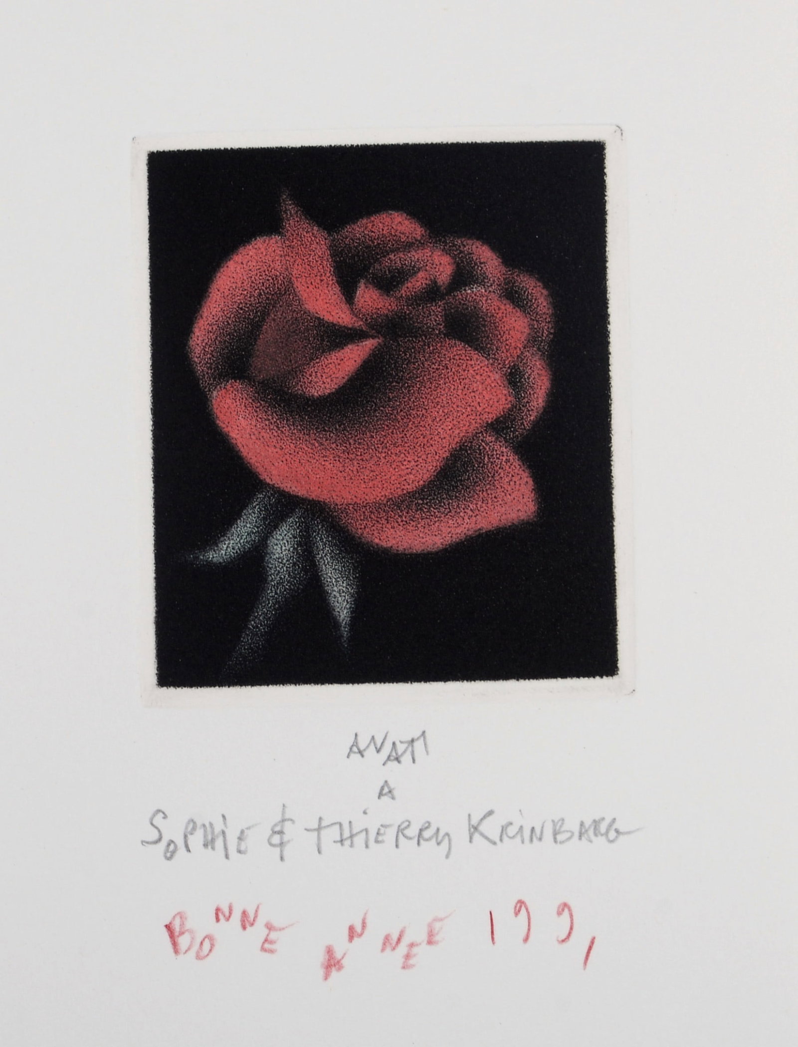 Mario Avati : Greeting card, 1991 - Hand-signed: Mario Avati (1921-2009)Greeting card, 1991Mezzotint print on greeting card.Hand-signed in pencil and dedicated in pencil on the bottom center.Dimensions:+ Size of the card : 15 x 11 cm / 5,9 x 4,3 in.