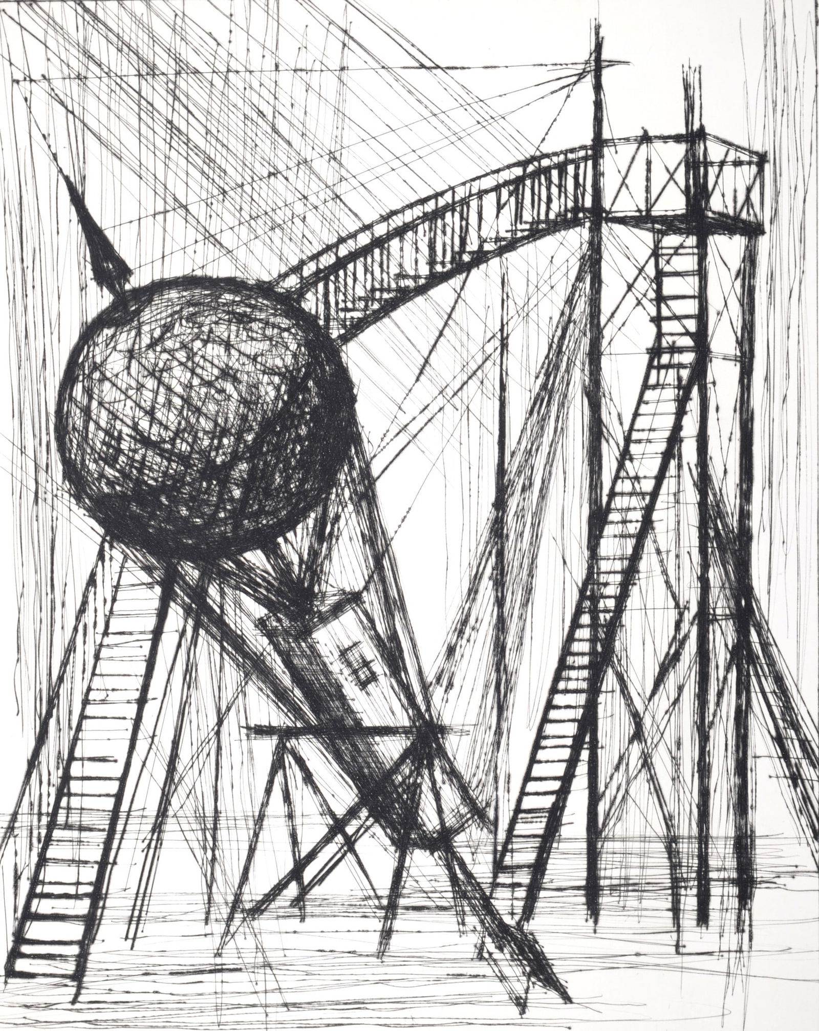 Bernard Buffet - Voyages fantastiques de Cyrano de Bergerac, 1958: Bernard Buffet (1928-1999)Voyages fantastiques de Cyrano de Bergerac, 1958 Original etching (drypoint) on Velin paper.Edition of 281.Dimensions:+ Size of the sheet: 40.7 x 32.5 cm / 16 x 12.8 in.From