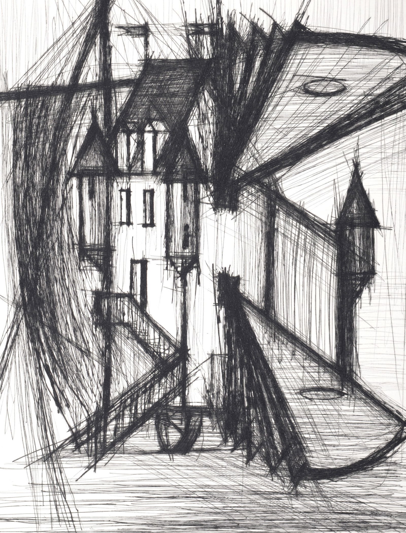 Bernard Buffet - Voyages fantastiques de Cyrano de Bergerac, 1958: Bernard Buffet (1928-1999)Voyages fantastiques de Cyrano de Bergerac, 1958 Original etching (drypoint) on Velin paper.Edition of 281.Dimensions:+ Size of the sheet: 40.7 x 32.5 cm / 16 x 12.8 in.From