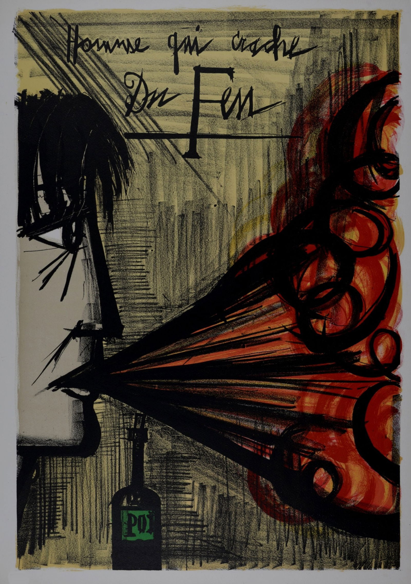 Bernard Buffet - Homme qui crache du feu, 1968: Bernard Buffet (1928-1999)Homme qui crache du feu, 1968Lithograph on Velin d'Arches paper.Titled on the plate upper left margin.Unsigned.Dimensions:+ Size of the sheet: 72 x 51 cm / 28.3 x 20 in.+ Siz