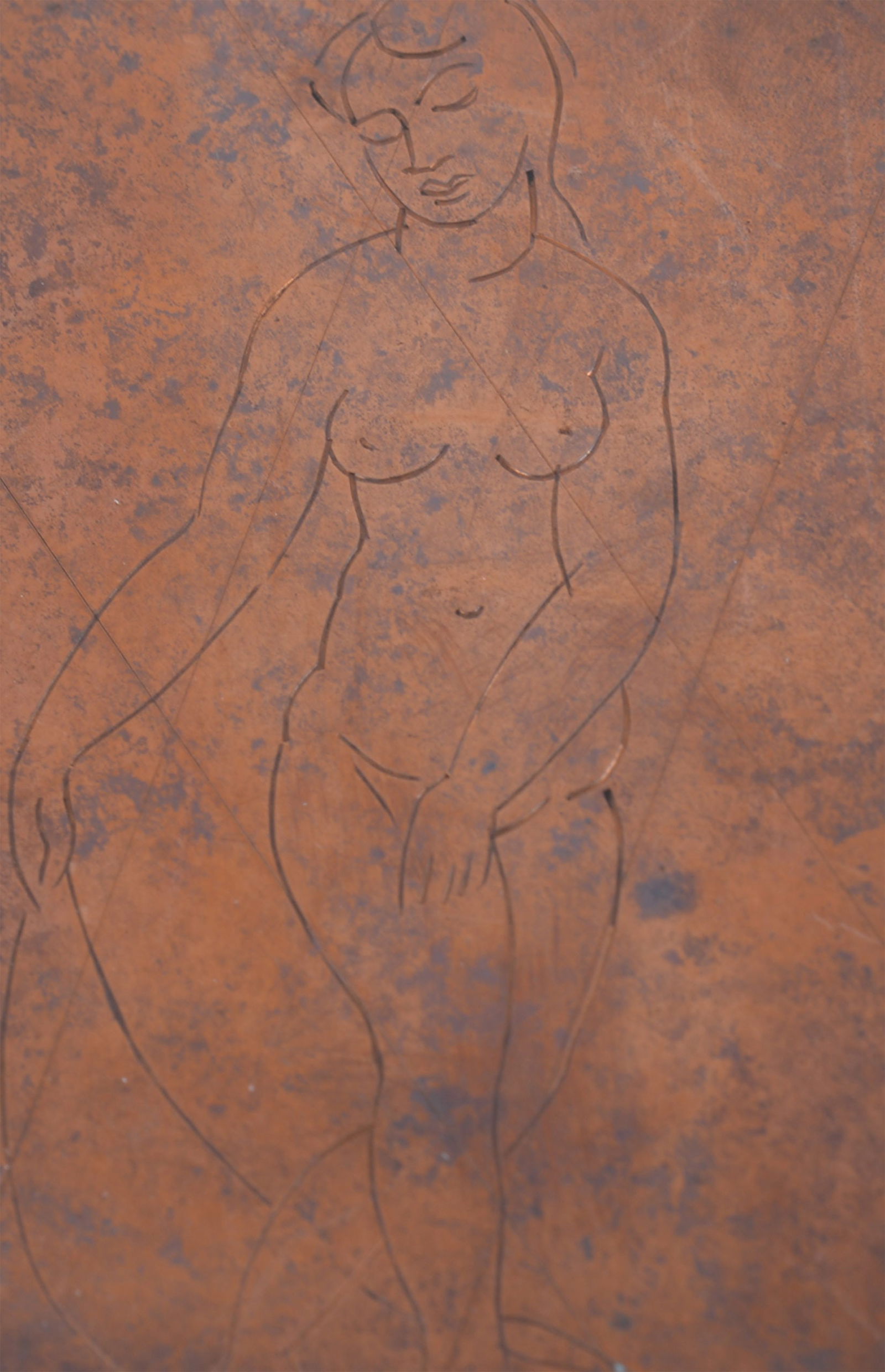 Andre Derain : Nu au voile, 1948: Andre Derain (1880-1954)Nu au voile, 1948Original hand-engraved copper plate.Dimensions:+Size of the sheet : 10,7 x 6,5cm / 4,2 x 2,5 in.Original copper plate used to print the series "Printed at the