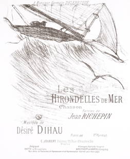Henri de Toulouse-Lautrec - Les Hirondelles de mer, 1895: Henri de Toulouse-Lautrec (1864-1909)Les Hirondelles de mer, 1895 Original lithograph in black & white on wove paperThird edition (posthumous printing)Published in 1978.Dimensions :+ Size of the sheet