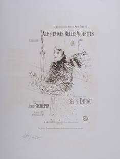 Henri de Toulouse-Lautrec, after : Achetez mes Belles Violettes, 1895: Henri de Toulouse-Lautrec, After (1864-1901)Achetez mes Belles Violettes, 1895Lithograph in black & white on wove paper.Third edition (posthumous printing)Plate-signedNumbered in pencil 181/450 lower