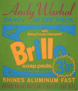 Andy Warhol - Brillo, 1970: Andy Warhol (1928-1987)Brillo, 1970 Color silkscreen on wove paperScreenprinted Copyright "1970 POL No. 94" lower right recto.Rare Limited Edition for iconic Pasadena Museum Exhibition. Dimensions :+