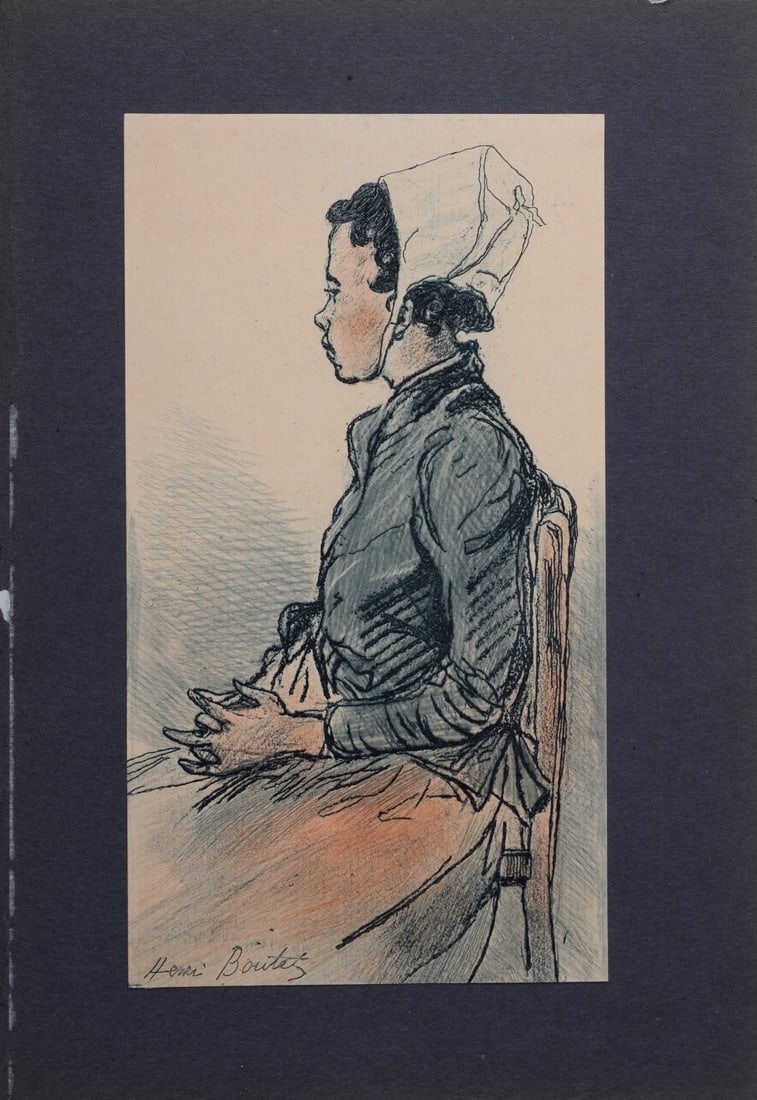 Henri Boutet : Cancalaise, 1906: Henri Boutet (1851-1919)Cancalaise, 1906Color etching on paper, mounted on black sheet.Signed on the plate lower left.Dimensions :+ Size of the black sheet : 29,9 x 21,7 cm / 11,8 x 8,5 in.+ Size of t