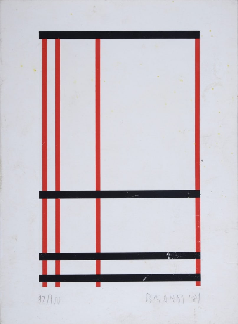 Andreas Brandt : Composition abstraite #4 (Greeting card), 1989 - Hand-Signed (1 of 5)