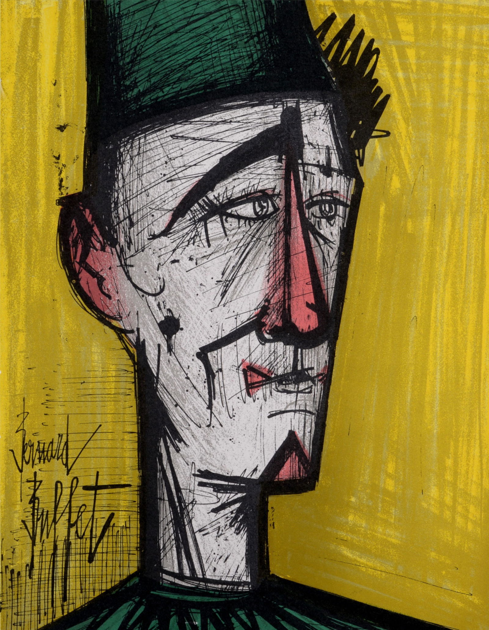 Bernard Buffet : Jojo le clown, 1967.: Bernard Buffet (1928-1999)Jojo le clown, 1967.Original lithograph on Velin d'Arches paper.Plate-signed on the bottom right of the sheet.Dimensions :+ Size of the sheet : 31.3 x 24.2 cm / 12.3 x 9.5 in