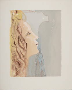Salvador Dali : La beaute de Beatrice, 1963: Salvador Dali (1904-1989)La beaute de Beatrice, 1963Woodcut print on BFK Rives paper.A beautiful print by Salvador Dali!Dimensions:+Size of the sheet: 33 x 26,5 cm / 12,9 x 10,4 in.Issued from the Fre