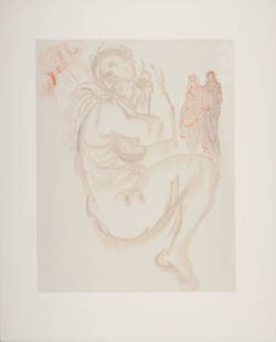 Salvador Dali : Le Songe de Dante, 1963: Salvador Dali (1904-1989)Le Songe de Dante, 1963Woodcut print on BFK Rives paper.A beautiful print by Salvador Dali!Dimensions:+Size of the sheet: 33 x 26,5 cm / 12,9 x 10,4 in.Issued from the French