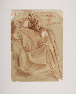 Salvador Dali : Le Repentir de Dante, 1963: Salvador Dali (1904-1989)Le Repentir de Dante, 1963Woodcut print on BFK Rives paper.A beautiful print by Salvador Dali!Dimensions:+Size of the sheet: 33 x 26,5 cm / 12,9 x 10,4 in.Issued from the Fren