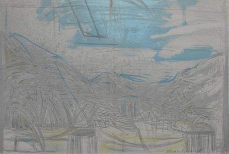 Alberto Giacometti : Paysage, 1954: Alberto Giacometti (1901-1966)Paysage, 1954Lithograph on paper, on a double page.Plate-signed lower right.Dimensions :Size of the sheet : 38 x 55 cm / 14,9 x 21,6 in.From Derriere Le Miroir issue, n°
