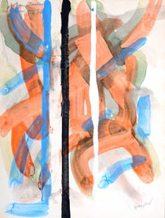 Stanley William Hayter : Composition, circa 1980 - Hand-signed: Stanley William Hayter (1901-1988)Composition, circa 1980Watercolor, heightened with gouache on paper.Scarce original painting!Hand-signed in pencil lower right margin.Dedicated in pencil upper left c