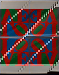 Robert Indiana - Love Wall (Love Frieze), 1967: Robert Indiana (1928-2018)Love Wall (Love Frieze), 19674 silkscreens in colors on off-white Schoellers Parole paperEach one signed on the back "Love R. Indiana", outside the edition of 70 from the por