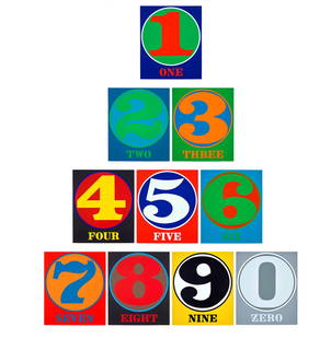 Robert Indiana  - Numbers, 1968  (Large dimensions): Robert Indiana (1928-2018)Numbers, 1968Complet large sizes Portfolio with 10 screenprints in colours (bound), from the edition of 250.Signed and editioned 224/250 in pencil on the colophonDimensions :
