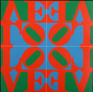 Robert Indiana - Love, 1967: Robert Indiana (1928-2018)Love, 1967Screenprint on heavy white wove paper mounted on wood board frame.Dimensions:+ Size of the sheet: 30 x 30 cm / 11.8 x 11.8 in.Issued from "Domberger Siebdruck-Kalen