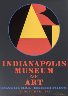 Robert Indiana : Indianapolis Museum of Art, Inaugural Exhibitions, 1970 - Hand-signed: Robert Indiana (1928-2018)Indianapolis Museum of Art, Inaugural Exhibitions, 1970Silkscreen in colors on wove paper.Hand-signed in pencil lower right.Dimensions :+Size of the sheet: 88.3 x 60.6 cm / 3