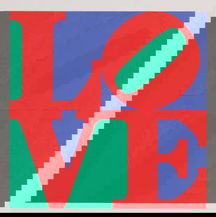 Robert Indiana : The Philadelphia Love, 1975 - Hand-Signed: Robert Indiana (1928-2018)The Philadelphia Love, 1975Offset lithograph in a portfolio with embossed title pageHand Signed on the back of the lithograph and once gain on the back embossed title page.Fr
