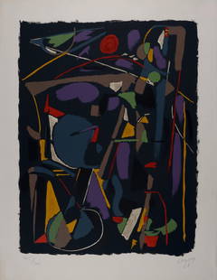 Andre Lanskoy : Composition, 1968 - Hand-signed: Andre Lanskoy (1902-1976)Composition, 1968Original lithograph in colors on Arches paper.Hand-signed and dated in pencil lower right margin.Numbered 205/300 in pencil lower left margin.With Arches wate
