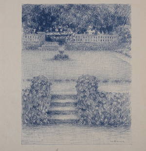 Henri Le Sidaner : Le Perron , 1911: Henri Le Sidaner (1862-1939)Le Perron , 1911Lithograph in colors on wove paper.Signed in the plate lower right.Dimensions:+ Size of the sheet : 20,8 x 20 cm / 8,2 x 7,9 in+ Size of the image : 19 x 14