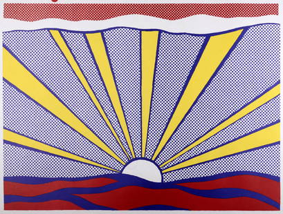 Roy Lichtenstein (After) - Romantik? Landschaft von dazumal bis Pop, 1970: Roy Lichtenstein (After)Romantik? Landschaft von dazumal bis Pop, 1970Large silkscreen exhibition poster on paper.Dimensions:+ Size of the sheet: 58,5 x 84 cm / 23 x 33 in.+ Size of the image: 46,5 x
