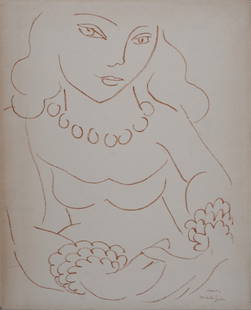 Henri Matisse : Portrait de femme, 1946: Henri Matisse (1869-1954)Portrait de femme, 1946Lithograph in black on wove paper.Plate-signed in the lower right.Dimensions:+ Sheet size: 33 x 25,5 cm / 13.0 x 10.0 inFrom the Sainte Catherine portfo