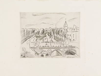 Henri Matisse : Vue de Paris, Le Pont St Michel, 1927: Henri Matisse (1869-1954)Vue de Paris, Le Pont St Michel, 1927Dimensions :+Size of the sheet : 24.5 x 32,2 cm / 9.6 x 12,6 in.From "Tableaux de Paris", a portfolio including 20 lithographs and etching