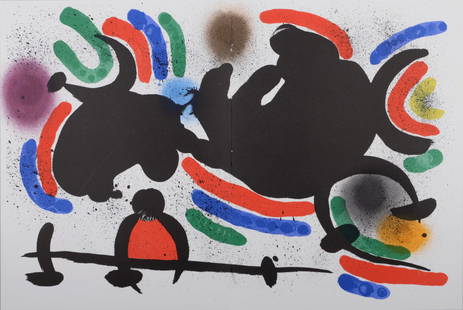 Joan Miro - Original Lithographie IV, 1972: Joan Miro (1893-1983)Original Lithographie IV, 1972Original lithograph on Velin paper, printed on a double page.Dimensions :+ Size of the sheet : 31,8 x 49,5 cm / 12,5 x 19,5 inIssued from "Joan Miro