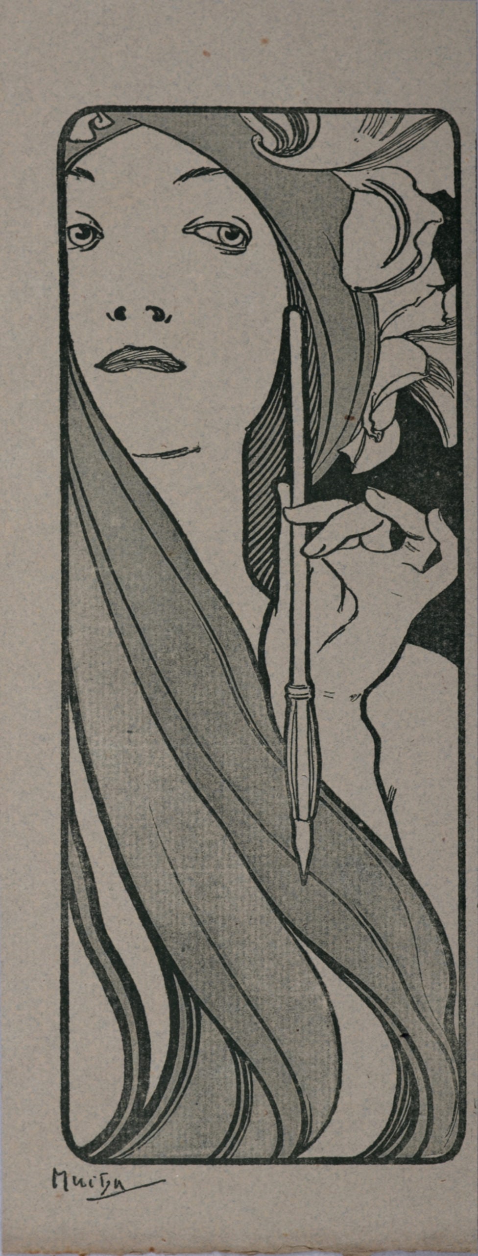 Alphonse Mucha - L'Estampe Moderne, 1897: Alphonse Mucha (1860-1939)L'Estampe Moderne, 1897Lithograph on grey strong Velin paper.Signed on the plate lower left margin.Dimensions:+ Size of the sheet: 35 x 13 cm / 13,7 x 5,1 in.+ Size of the im