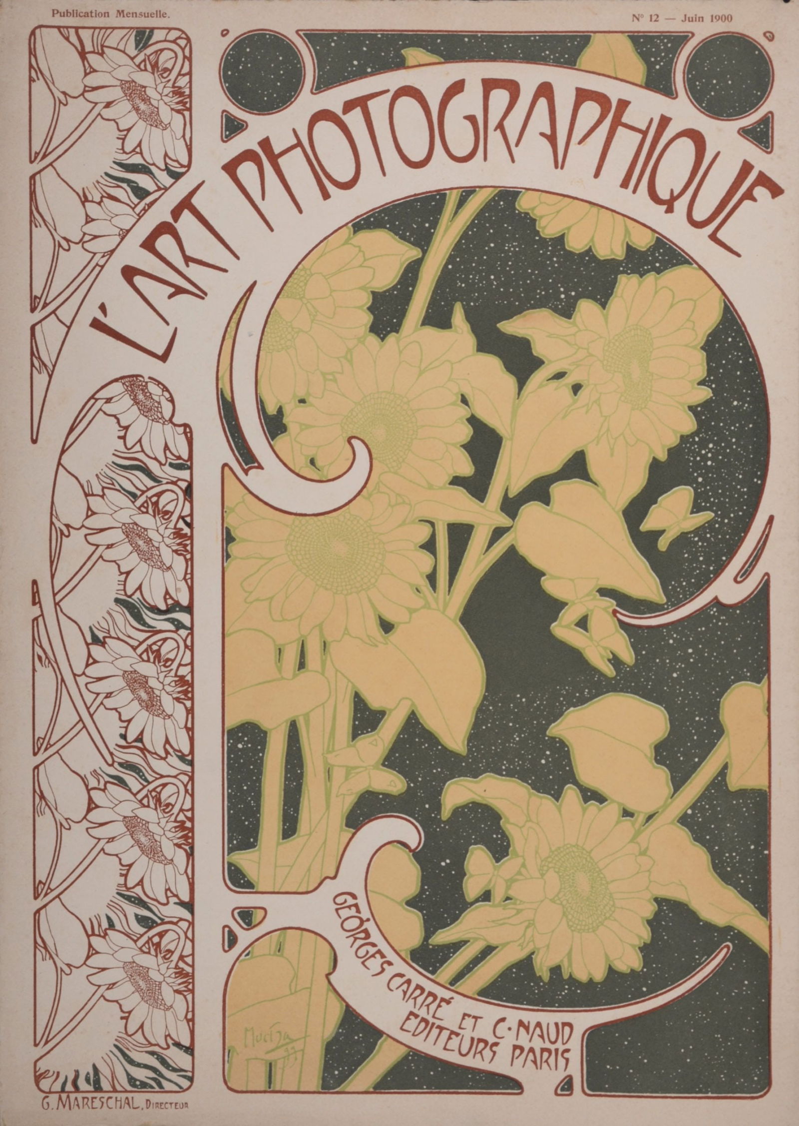 Alphonse Mucha - L'Art Photographique cover, 1899-1900: Alphonse Mucha (1860-1939)L'Art Photographique cover, 1899-1900Cover lithograph on strong Velin paper.Signed on the plate lower left margin.Dimensions:+ Size of the sheet: 46,5 x 33 cm/ 18.3 x 13 in.C