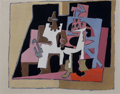 Pablo Picasso - Interieur, 1933 - Sought-after pochoir!: Pablo Picasso (1881-1973)Interieur, 1933Pochoir on Velin d'Arches paper, after 1920 Pablo Picasso's gouache painting.One of the most desirable of all prints!Edition of 1 000.Jeanne Bucher's blind stam