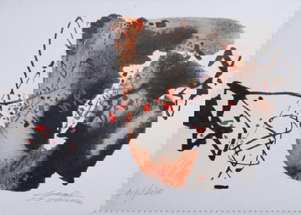 Chu Teh-Chun : Abstract Composition (Greetings card), 2003 - Hand-signed: Chu Teh-Chun (1920-2014)Abstract Composition (Greetings card), 2003Lithograph in colors on wove paper (greetings card).Hand-signed in pencil lower right margin.Numbered in pencil 106/2000 lower left.D