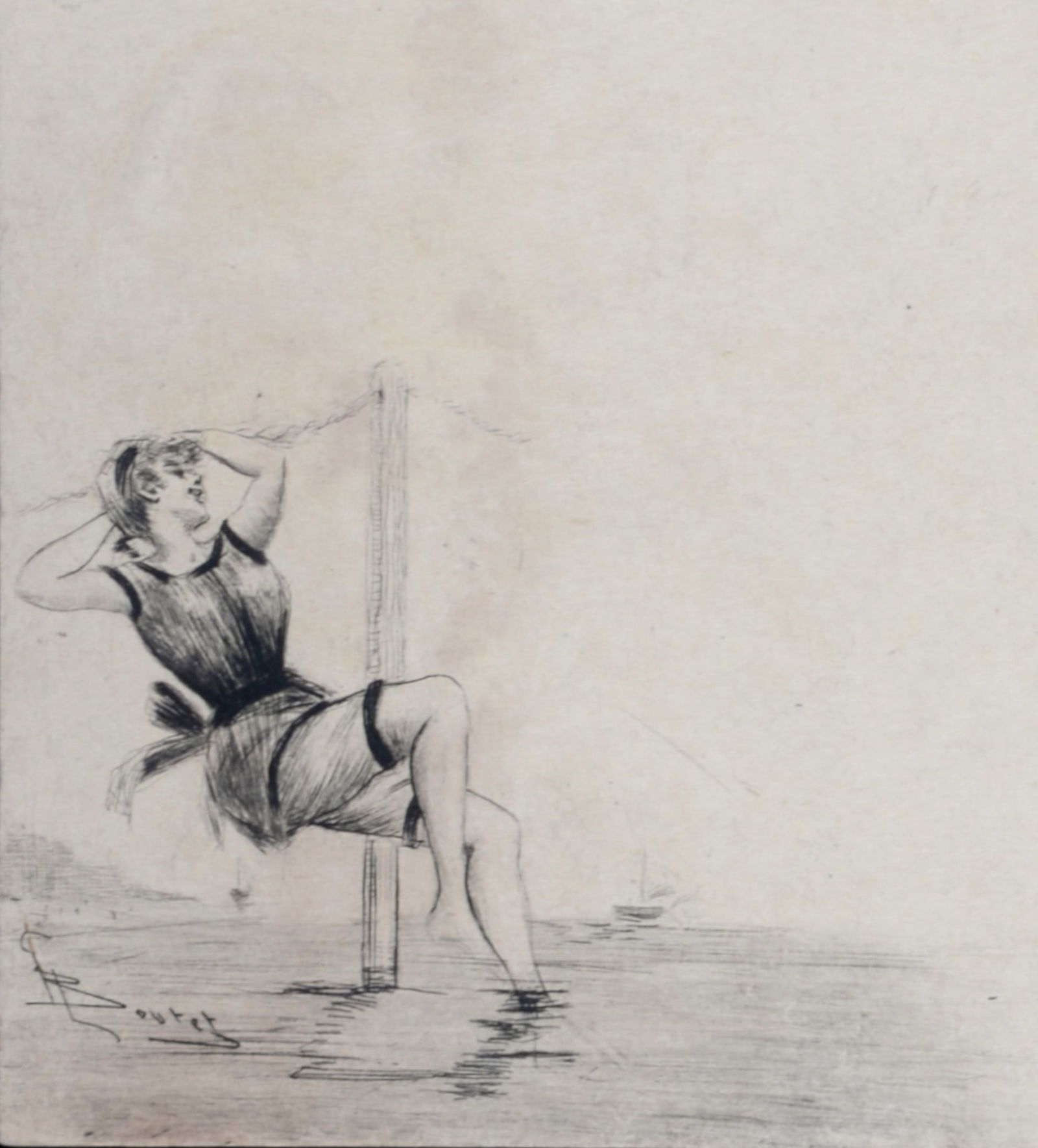 Henri Boutet - Bain de mer, c. 1900: Henri Boutet (1851-1919)Bain de mer, c. 1900Lithograph on wove paper.Signed on the plate lower left margin.Dimensions:+Size of the sheet: 15,7 x 11,2 cm / 6,1 x 4,4 in.+Size of the image: 6,2 x 8,5 cm