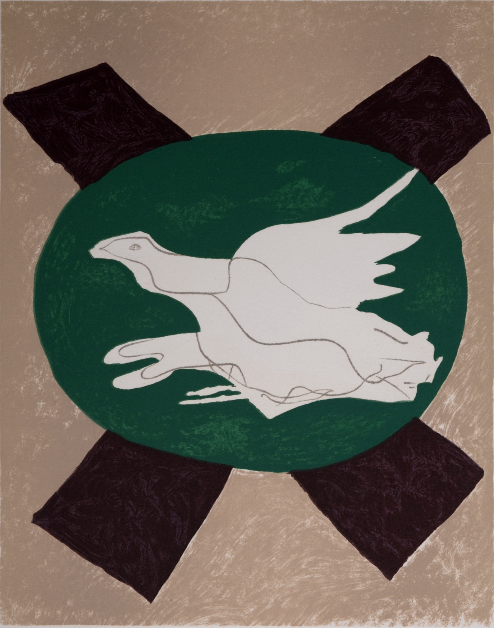 Georges BRAQUE - Oiseau sur fond de X, 1958: Georges BRAQUEOiseau sur fond de X, 1958 Original lithographPrinted on wove paper by Atelier Mourlot, ParisDimensions :+ Size of the sheet : 12,4 × 9,5 in - 31.5 × 24,3 cm+ Size of the image : 35 x