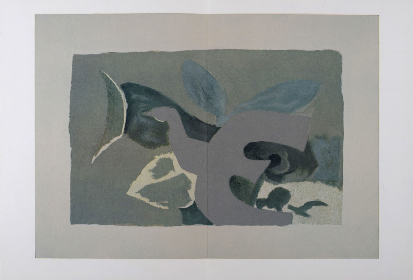 Georges Braque (After) - Les Oiseaux #I, 1967: Georges Braque (1882-1963)Les Oiseaux #I, 1967Lithograph on wove paper after an oil on paper by Georges Braque, printed on a double page.Dimensions:+ Size of the sheet: 38 x 56 cm / 15 x 22 in.From "D