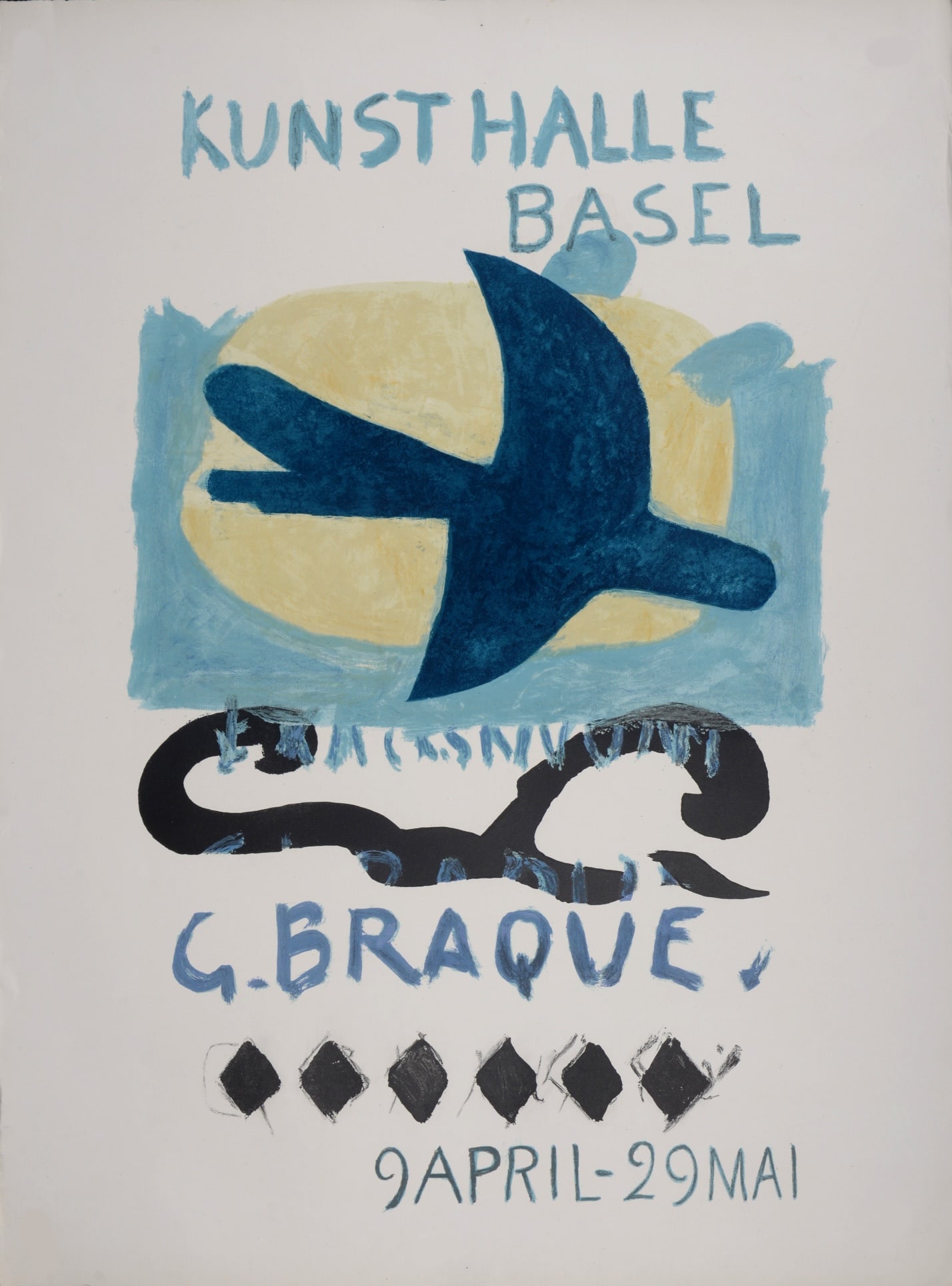 Georges Braque : Kunsthalle Basel, 1960: Georges Braque (1882-1963)Kunsthalle Basel, 1960Lithograph in colors on BFK Rives paper. Deluxe Edition!With BFK Rives watermark on the left margin.Dimension :+ Size of the sheet : 76.5 x 56.5 cm / 30
